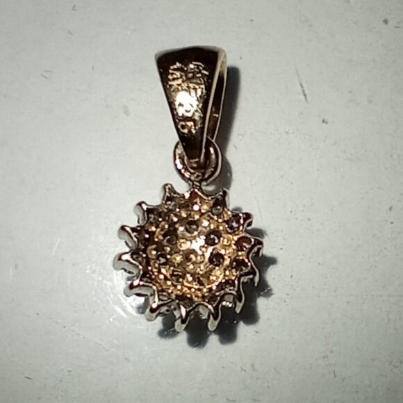 14Kt Two-Tone Gold ¼-Carat Diamond Cluster Pendant - Picture 4 of 4